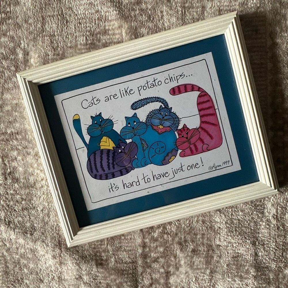 Cats are like potato chips it’s hard to have just one framed cat artwork by Lynn